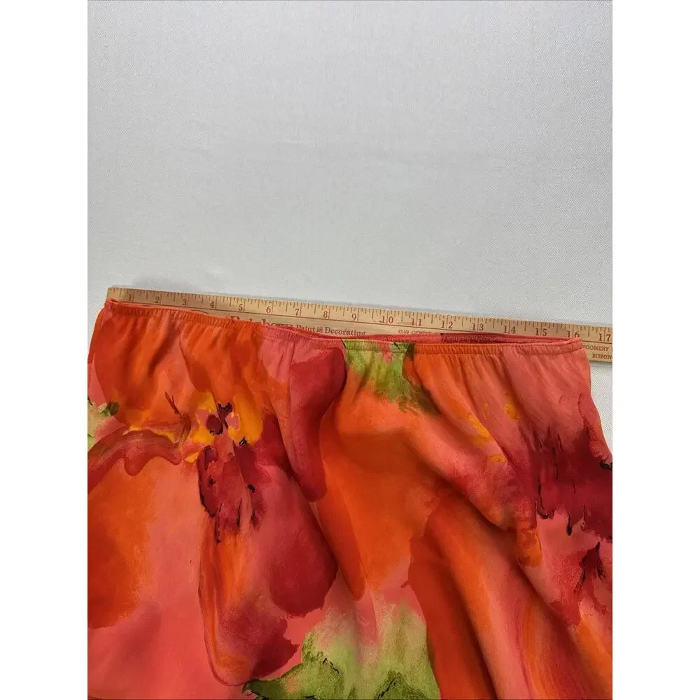Vintage Carole Little Size 16 Watercolor Floral Maxi Skirt Rayon Made USA